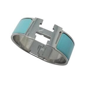 Hermès Blue Enamel Palladium-Plated Clic Clac H bracelet PM